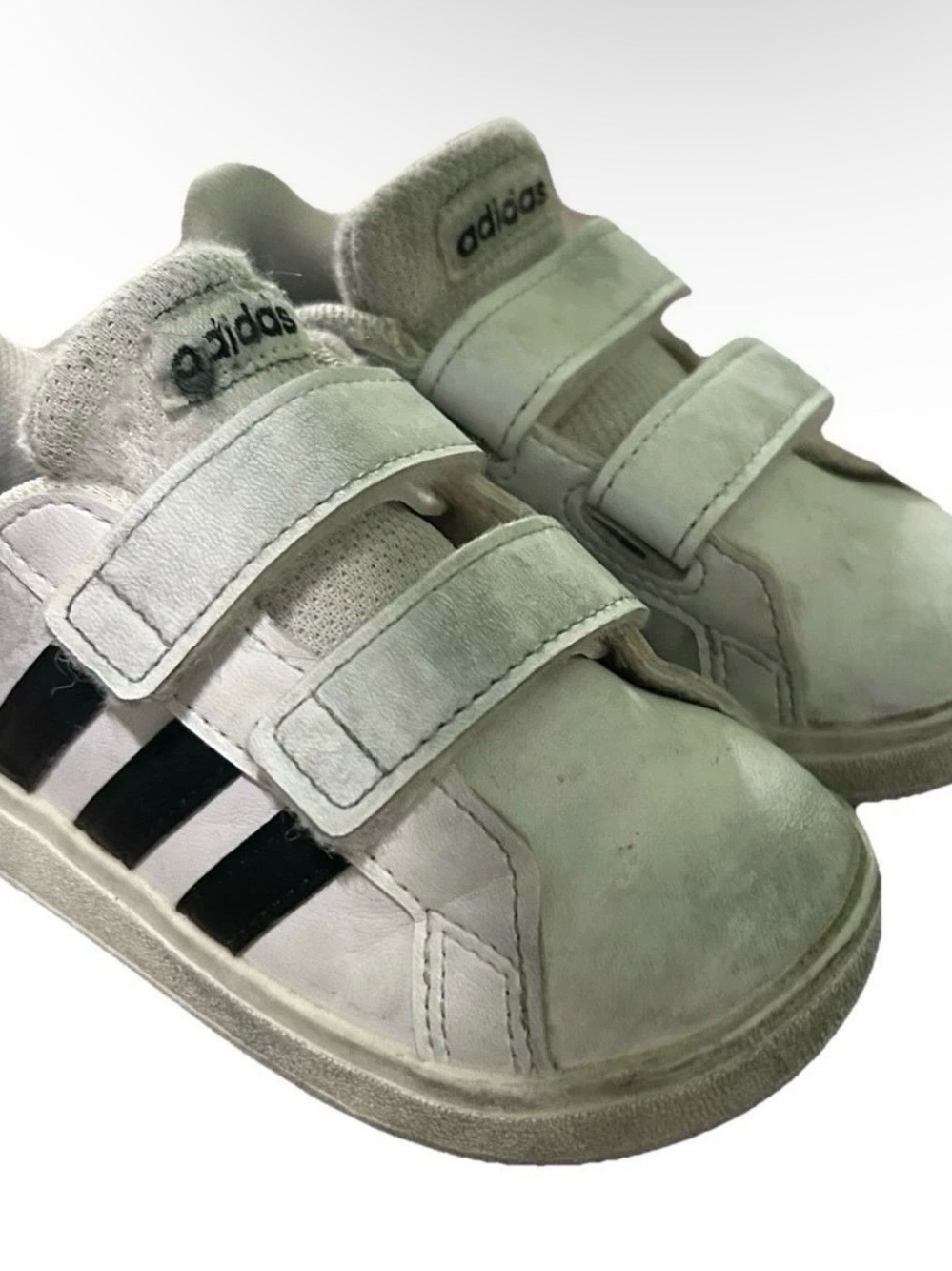 Toddler Adidas White Sneakers With Stripes Size 6